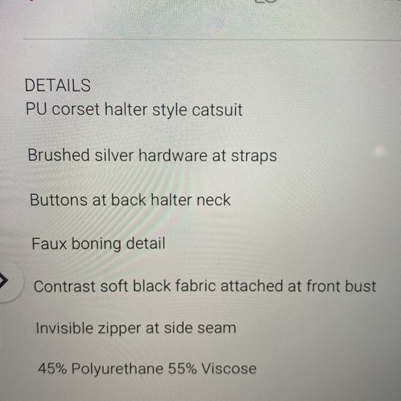 I. AM. GIA. Black faux leather catsuit Medium unworn - Picture 8 of 8